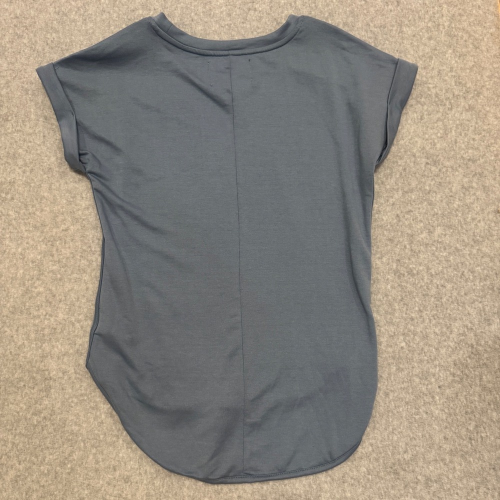 Cupio Womens Faded Denim Blue Braided Shoulder High Low Knit Top S NEW - Picture 9 of 9